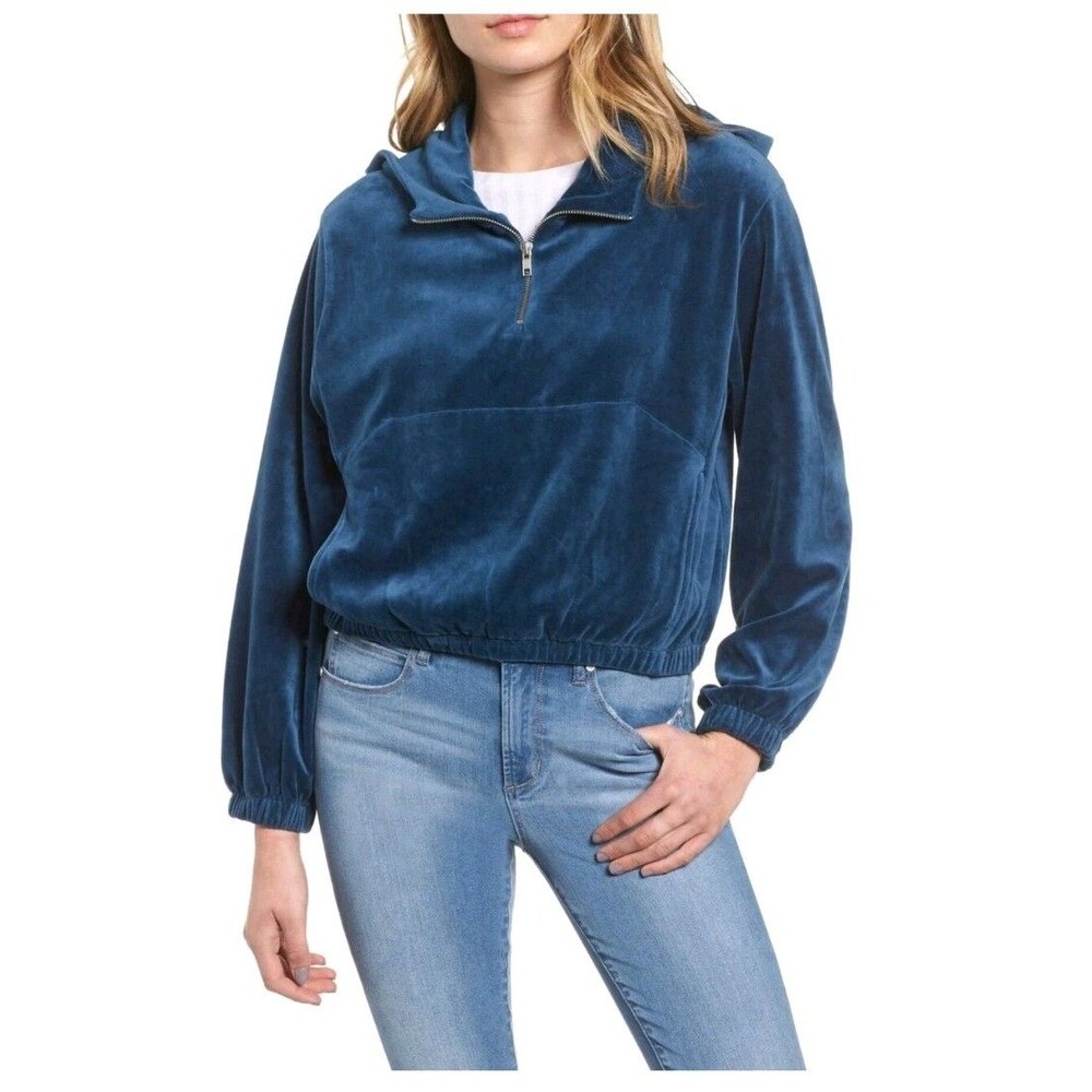 BP Plush Velour Hoodie, Aurora Blue, Women's Size M, New with Tags